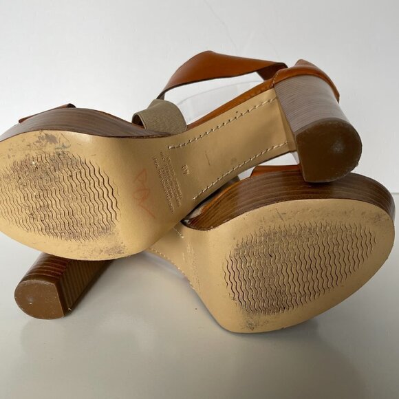 NAPOLEONI Heeled Sandals Strappy Pull On Open Toe Leather Brown Tan 9 - Picture 9 of 9